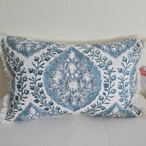 Chic Blue and White Accent Pillow